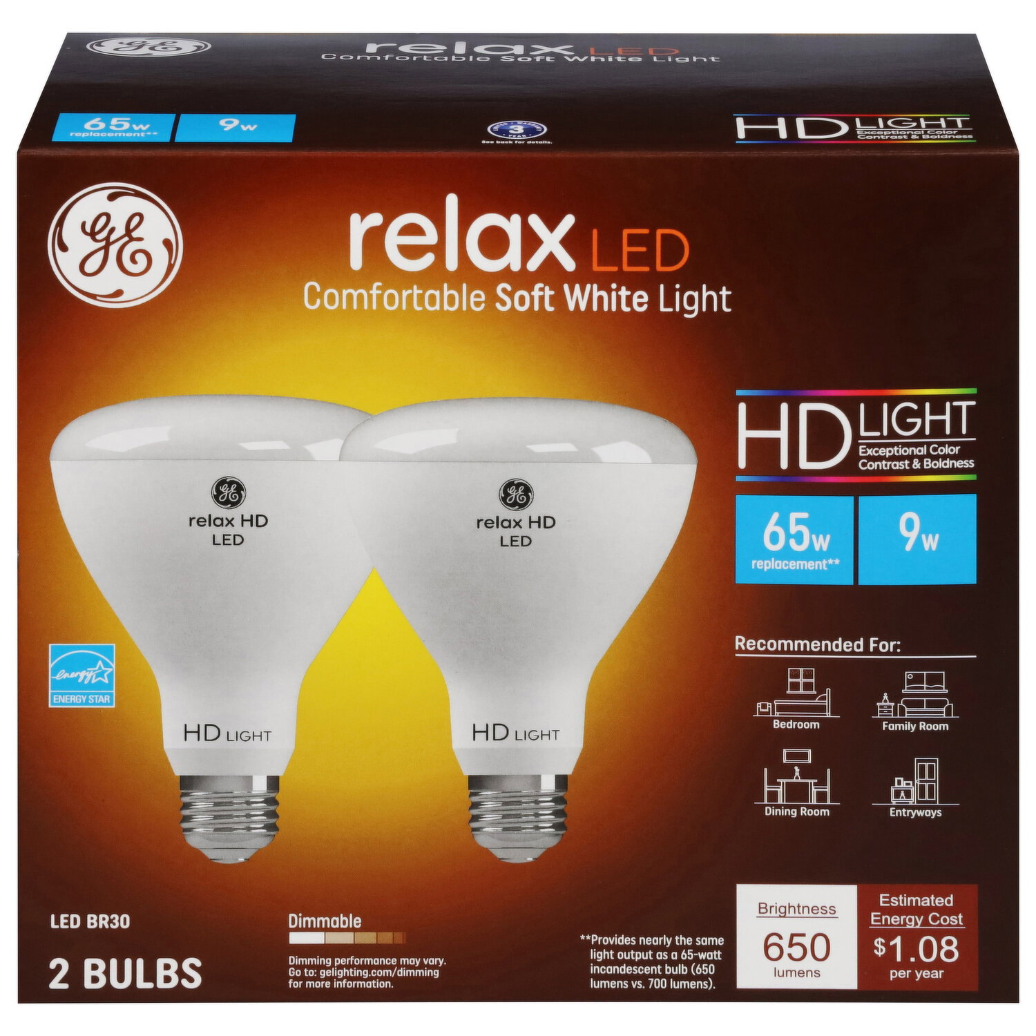 GE Light Bulbs, LED, Soft White, 9 Watt - 2 Each
