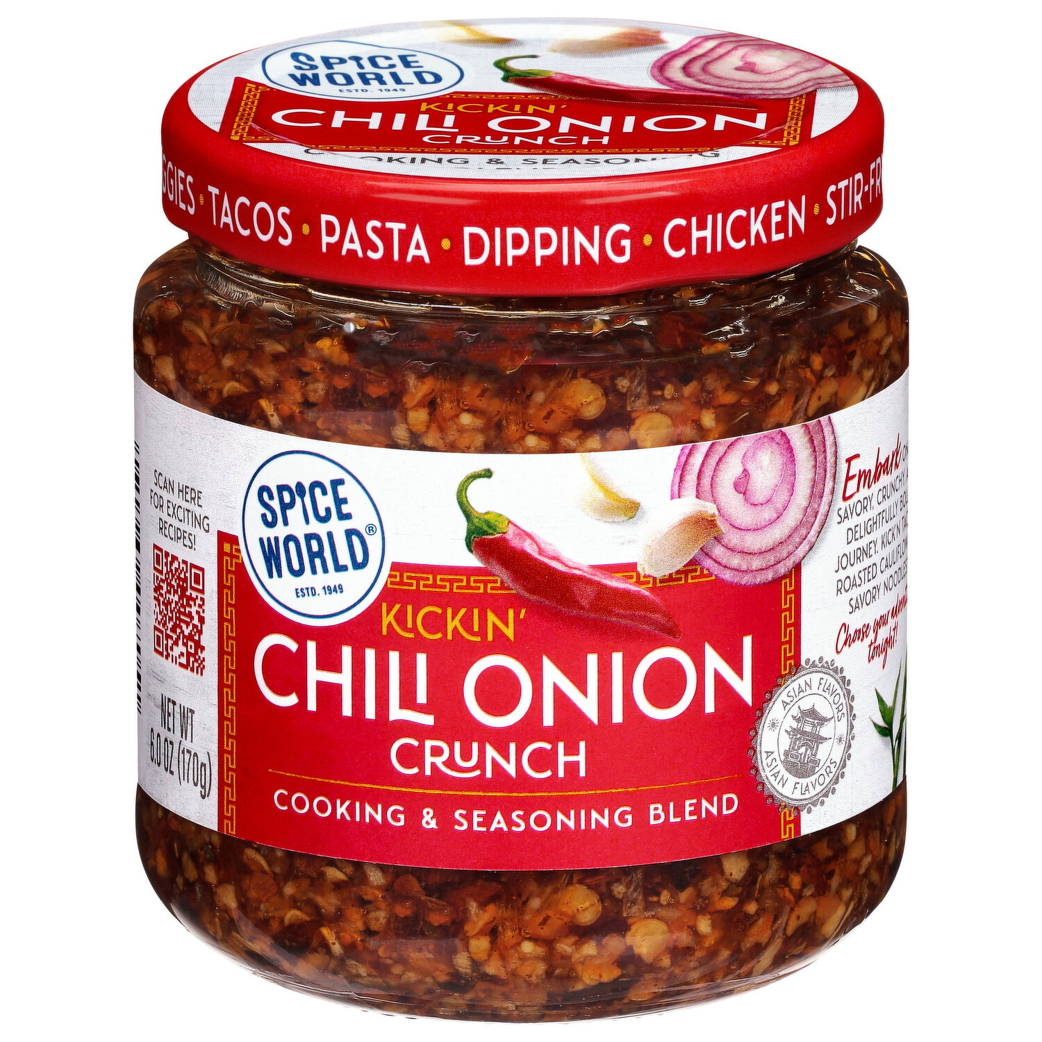 Spice World Cooking & Seasoning Blend, Kickin' Chili Onion Crunch