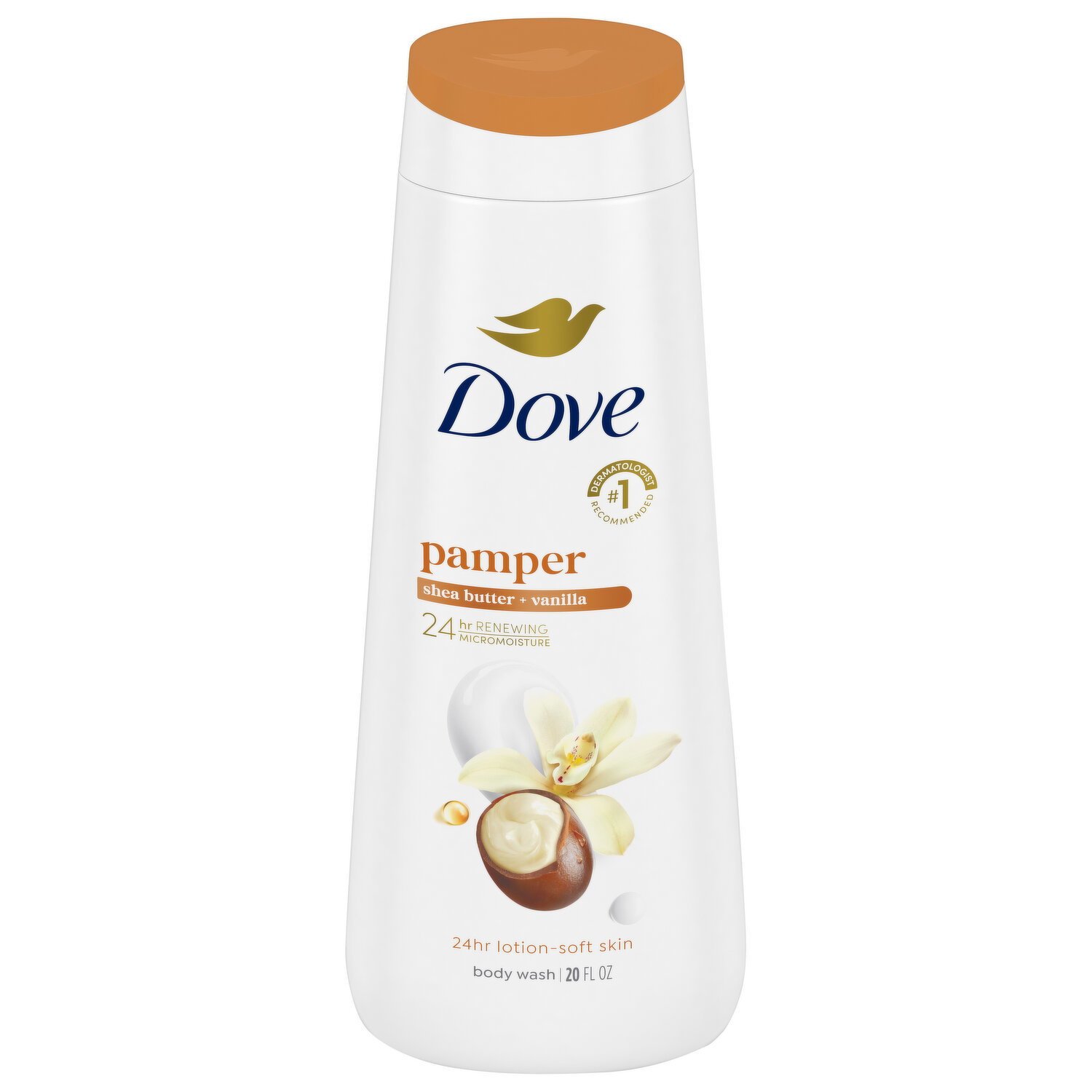 Dove Body Wash, Shea Butter + Vanilla, Pamper - 20 Fluid Ounce Image 1 of 2