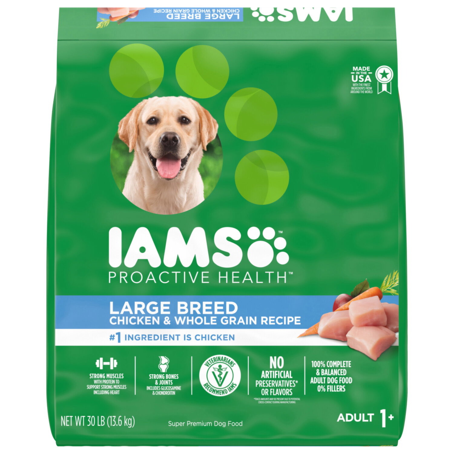 IAMS Dog Food, Super Premium, Chicken & Whole Grain Recipe, Large