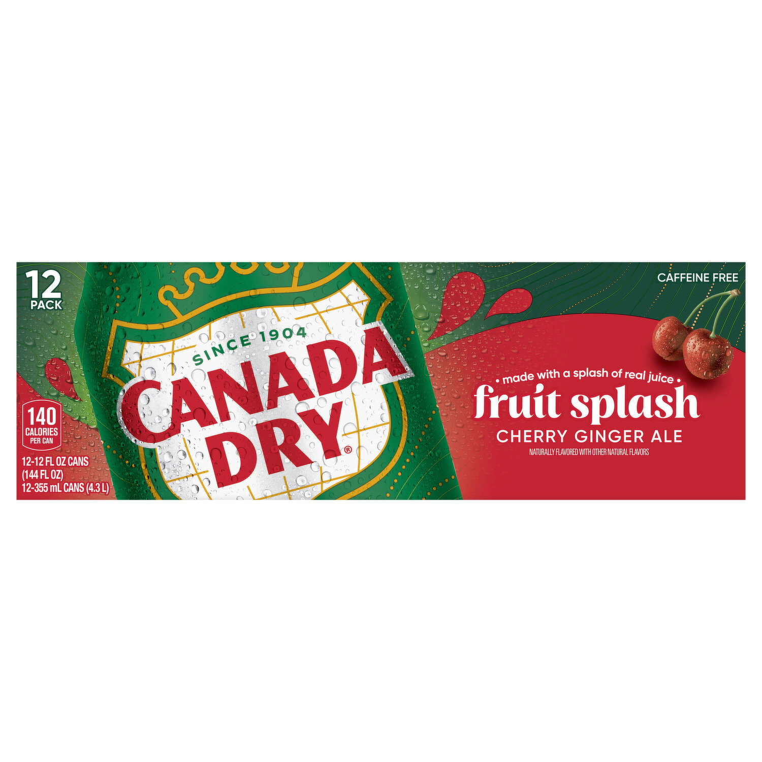 Canada Dry Cherry Ginger Ale, Fruit Splash, 12 Pack - Brookshire's