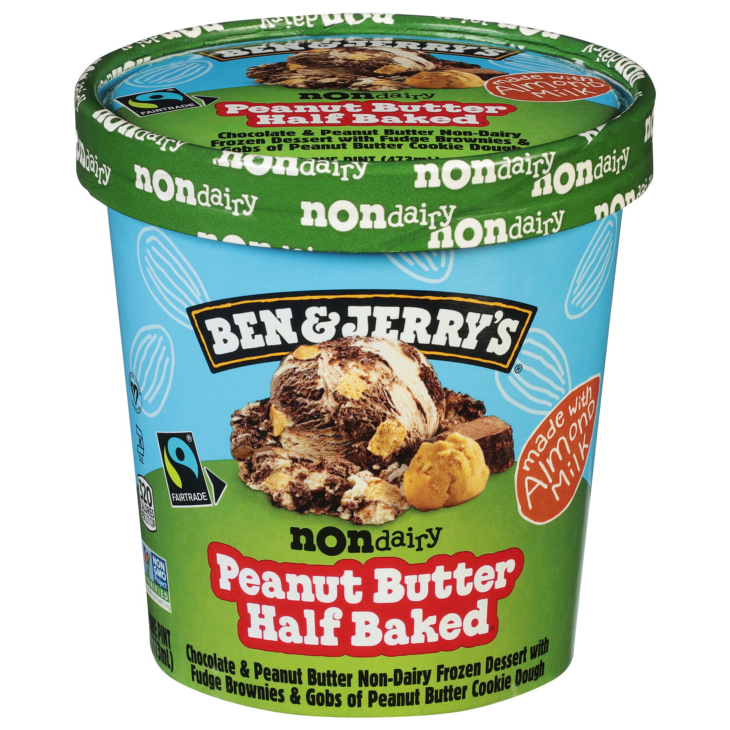Ben & Jerry's Frozen Dessert, Non Dairy, Peanut Butter Half Baked - 1 Pint Image 1 of 3