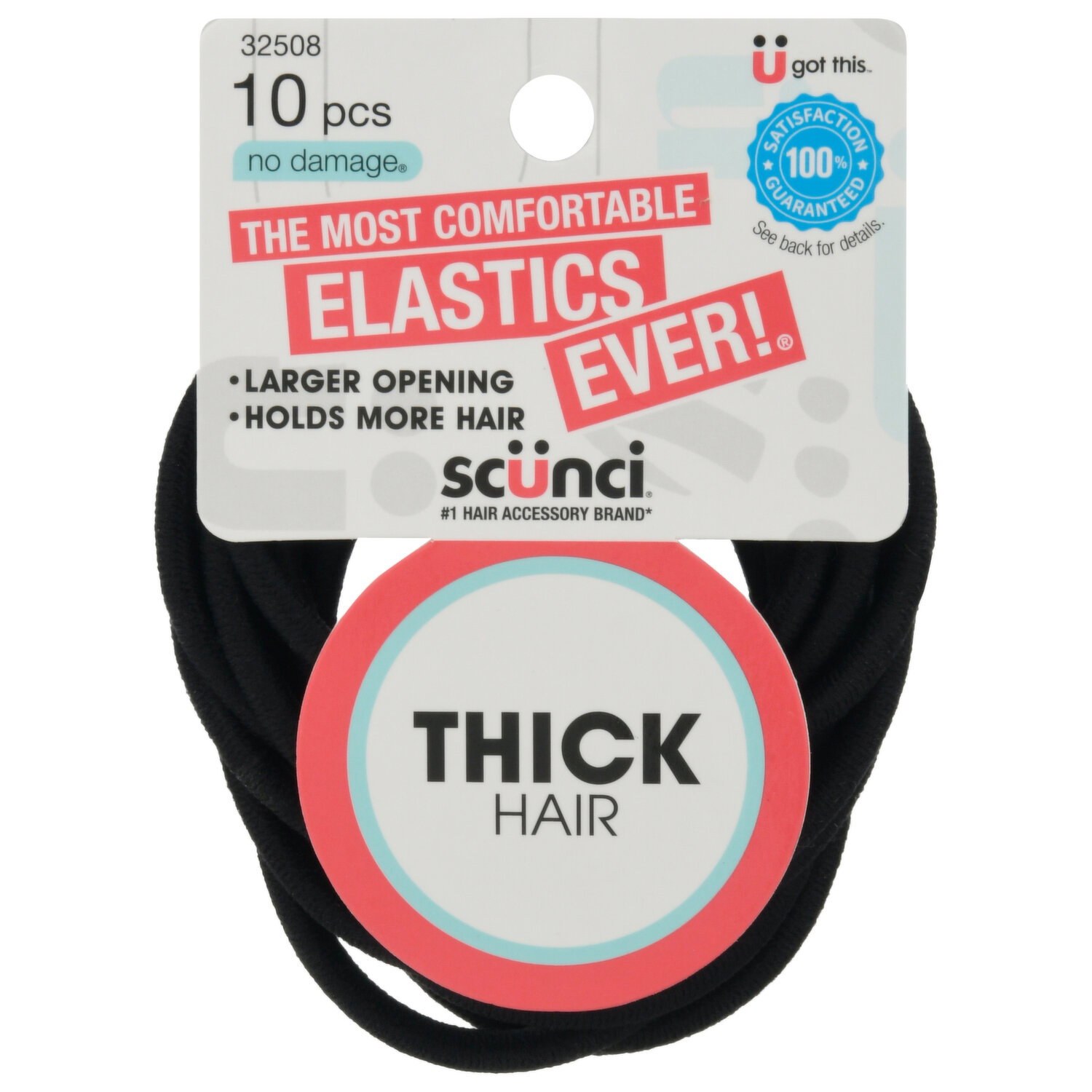 Scunci Hair Elastics, No Damage, Thick - 10 Each