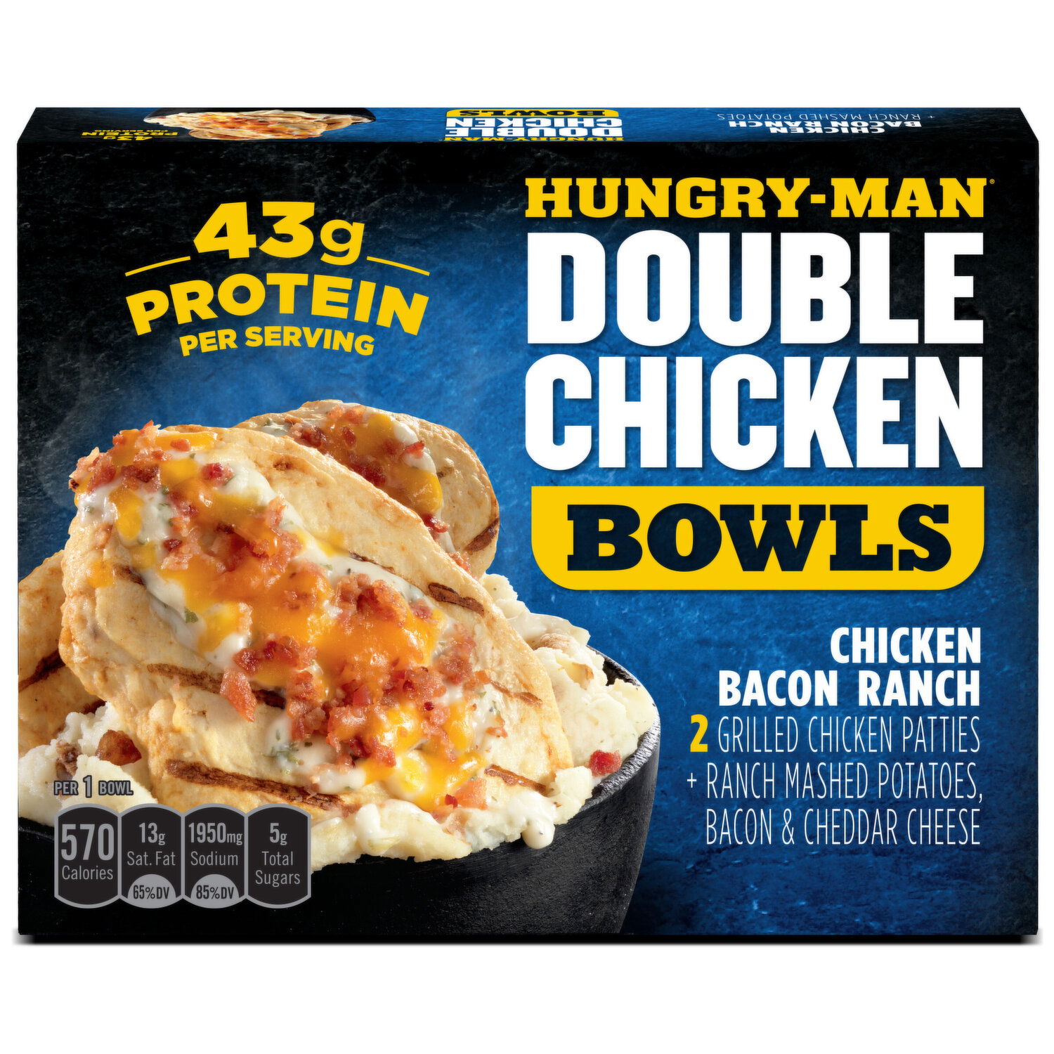 Hungry Man Double Chicken Bacon Ranch Bowls With Mashed Potatoes Frozen Meal Super 1 Foods