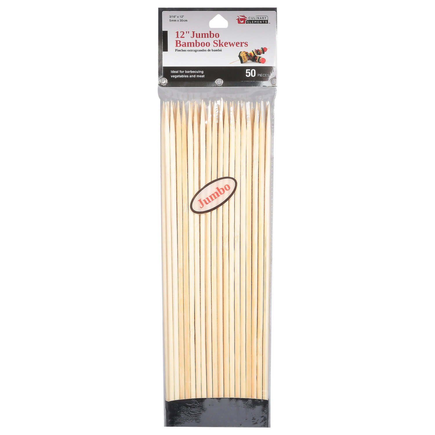 Culinary Elements Skewers, Bamboo, Jumbo, 12 Inch - 50 Each