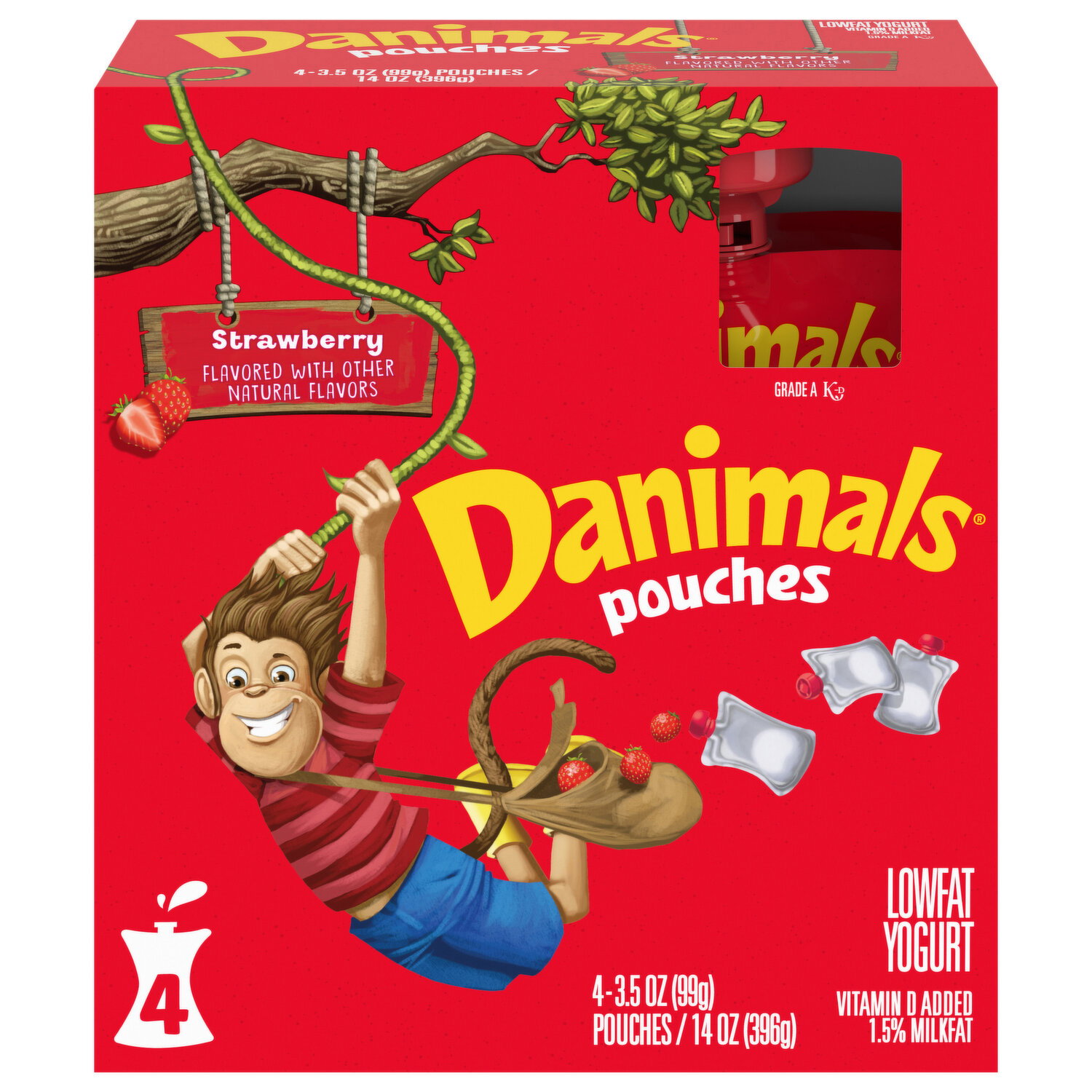 Danimals Lowfat Strawberry Yogurt - 4 Each Image 1 of 3