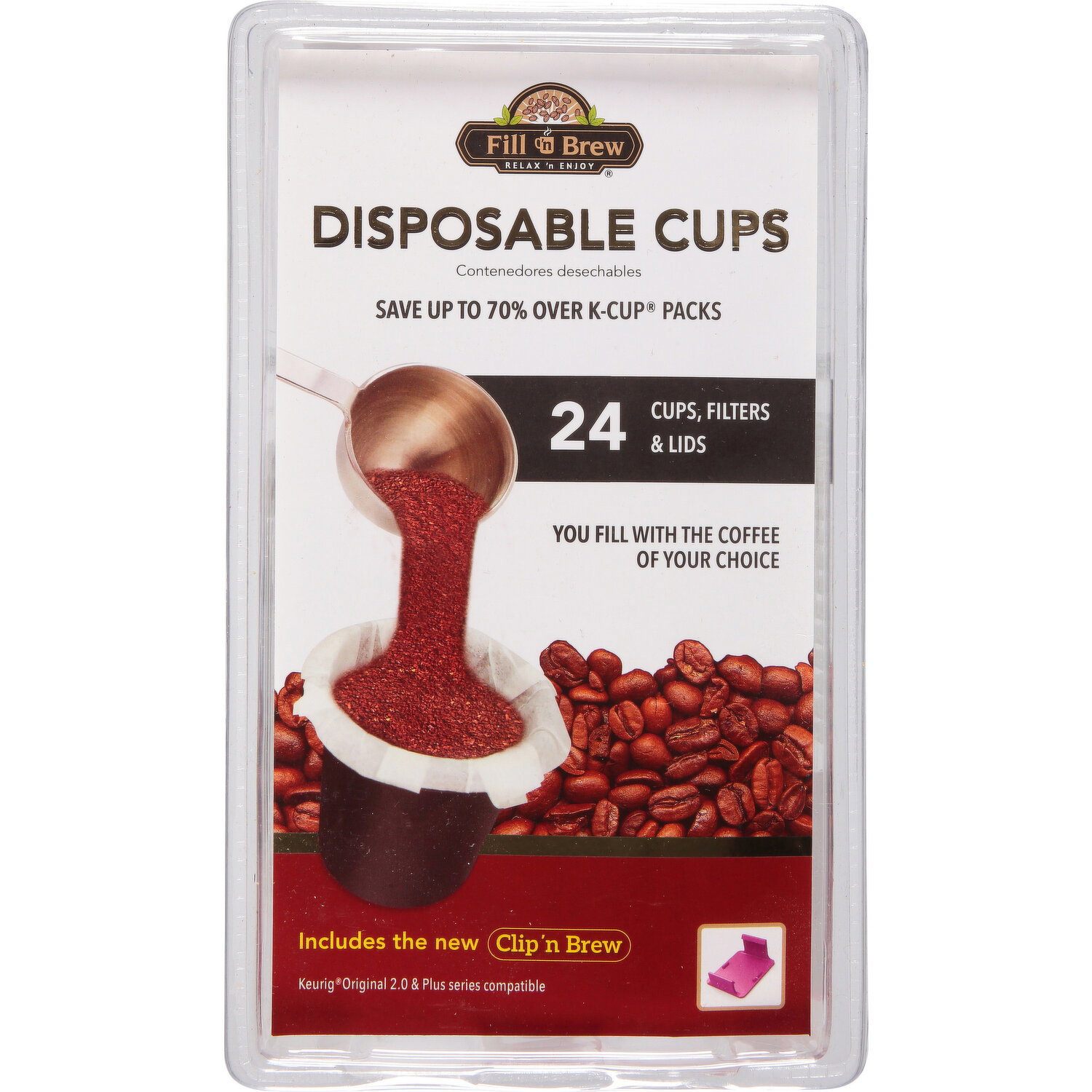 Fill 'n Brew Cups, Filters & Lids - 24 Each