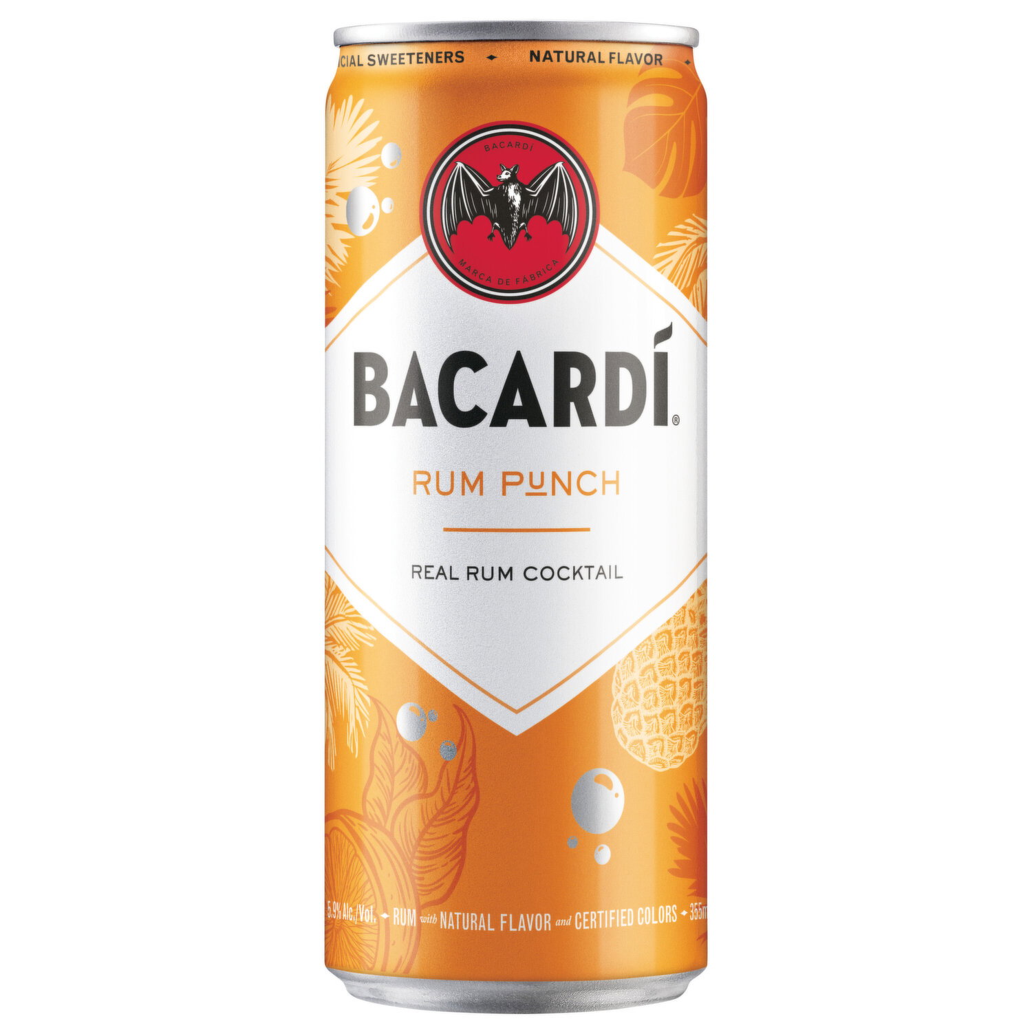Bacardi Rum Punch Real Tropical Cocktail Can, 4 cans / 355 ml