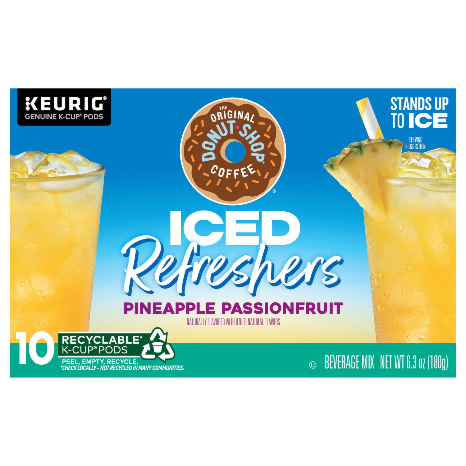 The Original Donut Shop Beverage Mix, Pineapple Passionfruit, Iced Refreshers, K-Cup Pods - 10 Each Image 1 of 3