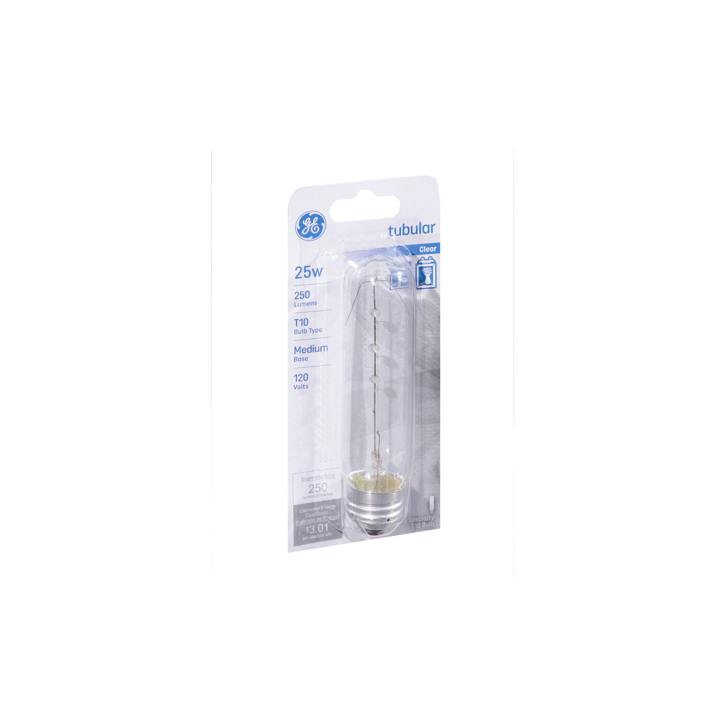 GE Light Bulb, Tubular, Clear, 25 Watts - 1 Each