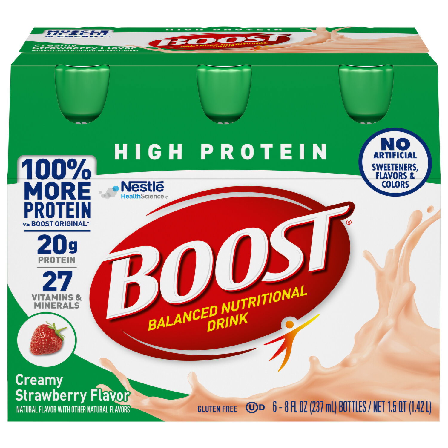 Boost Nutritional Drink, Balanced, High Protein, Creamy Strawberry Flavor - 6 Each Image 1 of 3