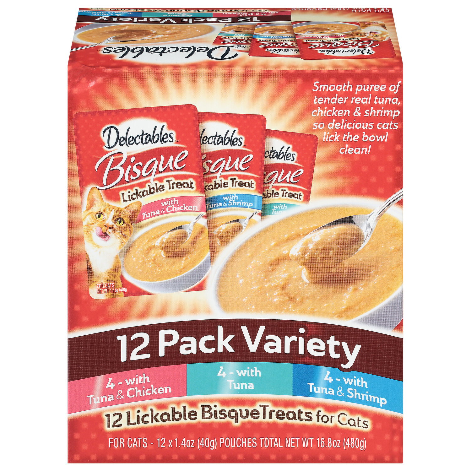Delectables Lickable Bisque Treats, 12 Pack Variety - 12 Each Image 1 of 2
