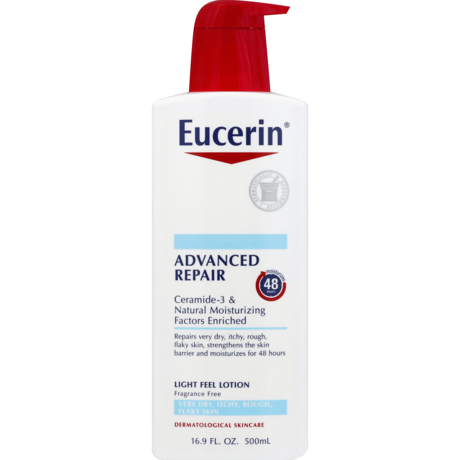 Eucerin Lotion, Light Feel, Advanced Repair, Fragrance Free - 16.9 Ounce