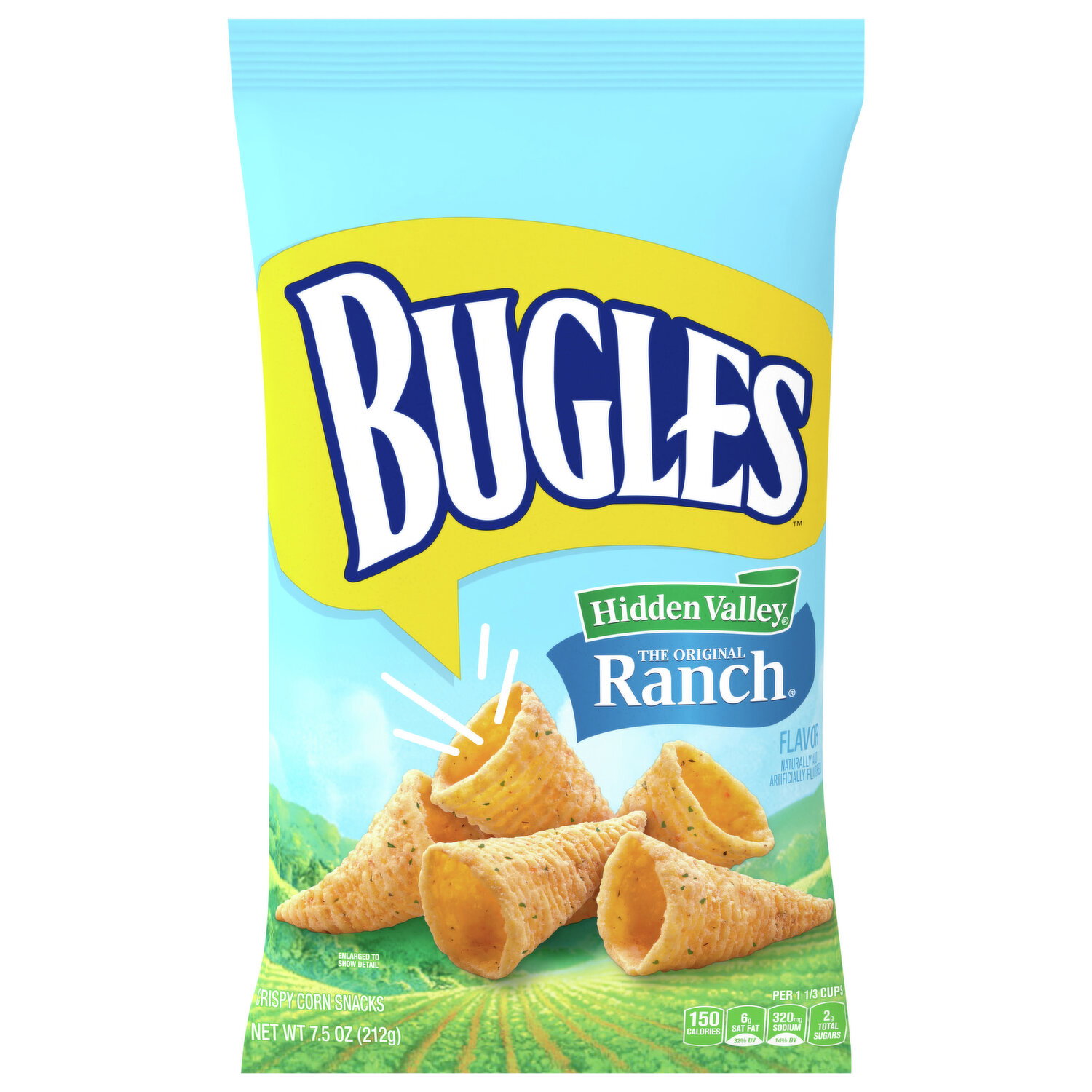 Bugles Crispy Corn Snacks, The Original Ranch, Hidden Valley - 7.5 Ounce Image 1 of 3