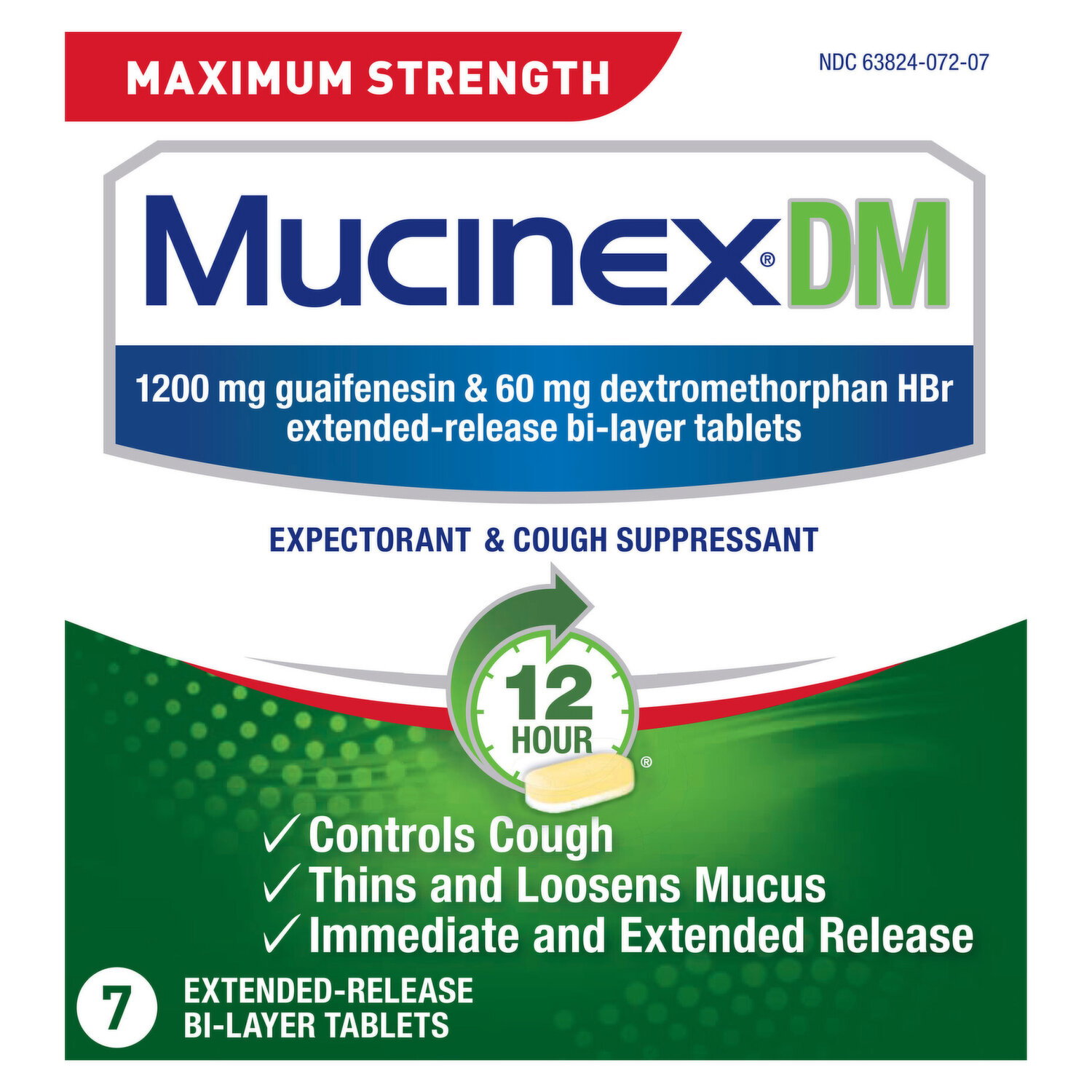 Mucinex Expectorant & Cough Suppressant, Maximum Strength, Tablets - 7 Each Image 1 of 2