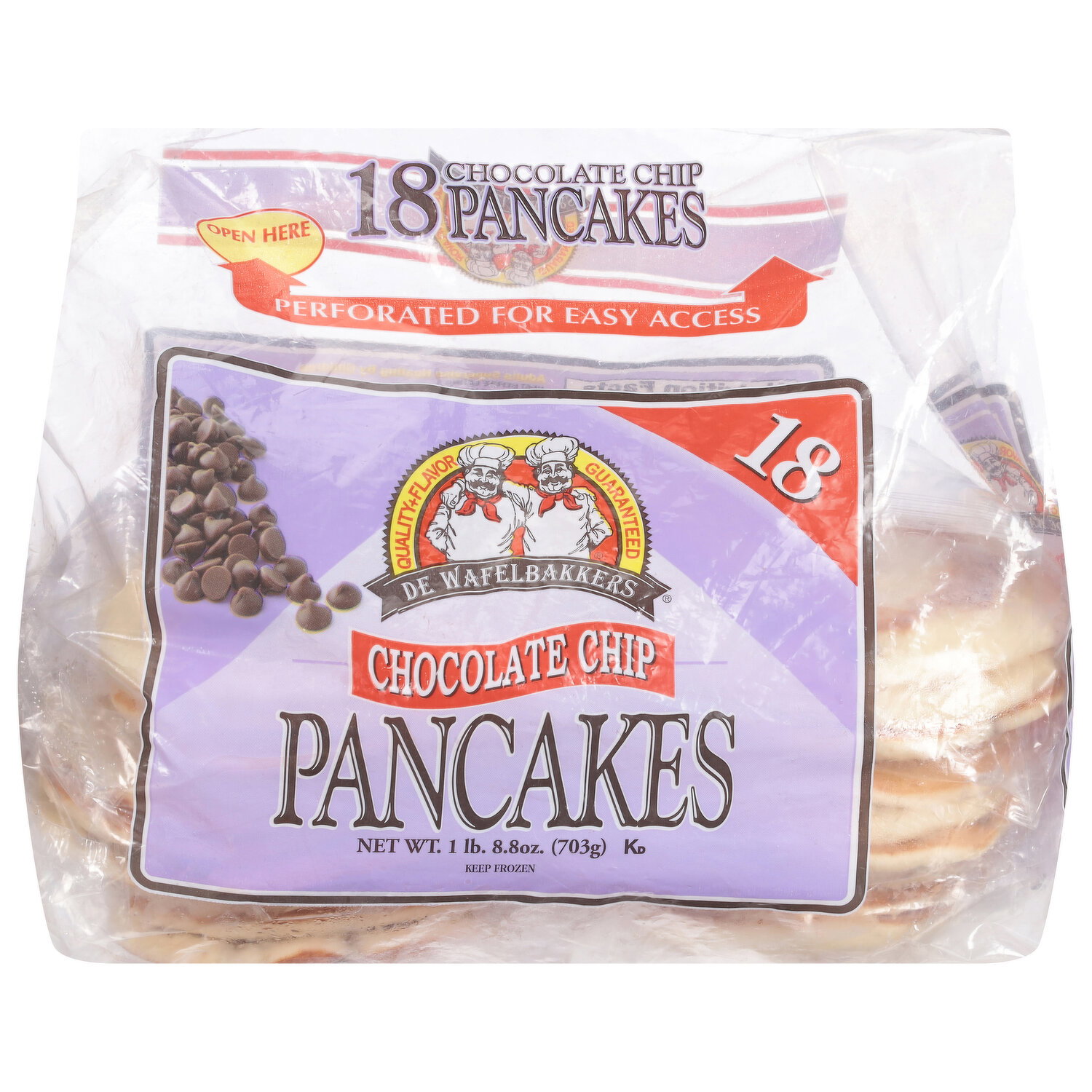 De Wafelbakkers Pancakes, Chocolate Chip - 18 Each Image 1 of 3