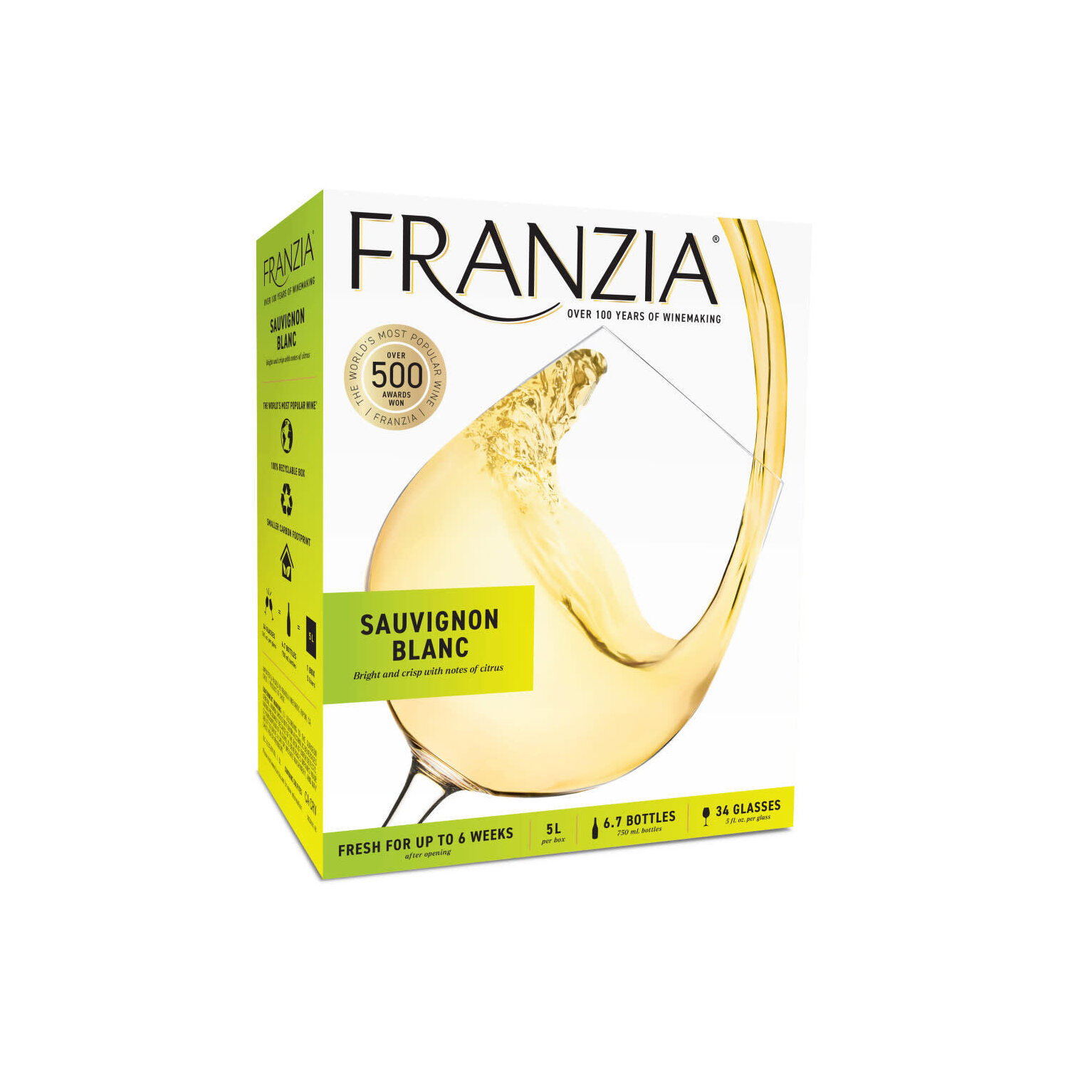 Franzia Vintner Select Sauvignon Blanc White Wine Box, 5.0 L - 5 Liter
