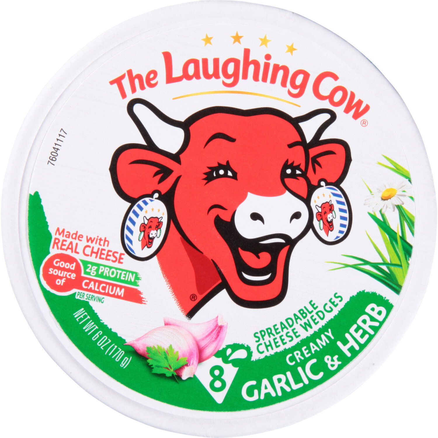 The Laughing Cow Cheese Wedges, Spreadable, Creamy Garlic & Herb Image 1 of 3
