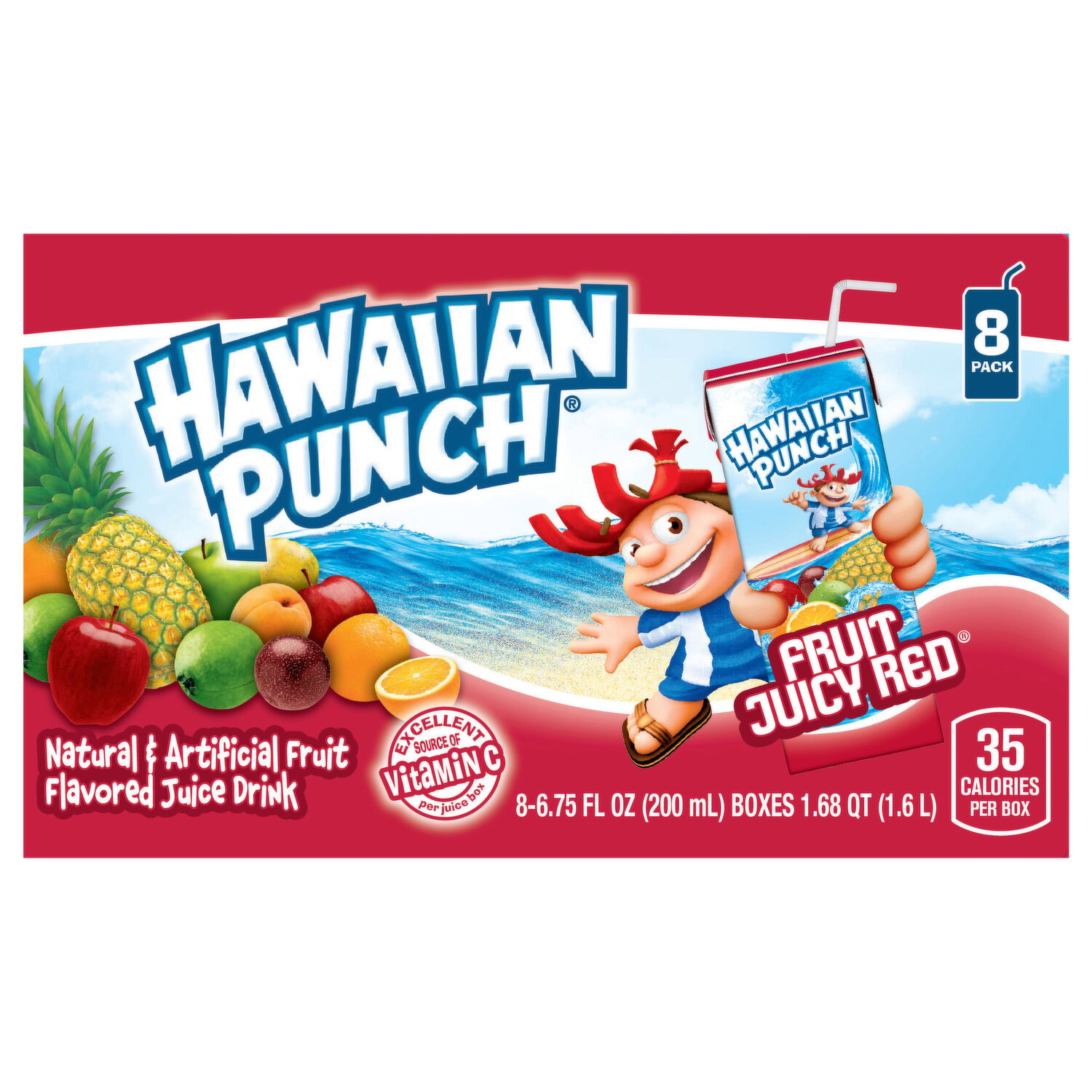Hawaiian Punch Juice Drink, Fruit Juicy Red, 8 Pack - 8 Each