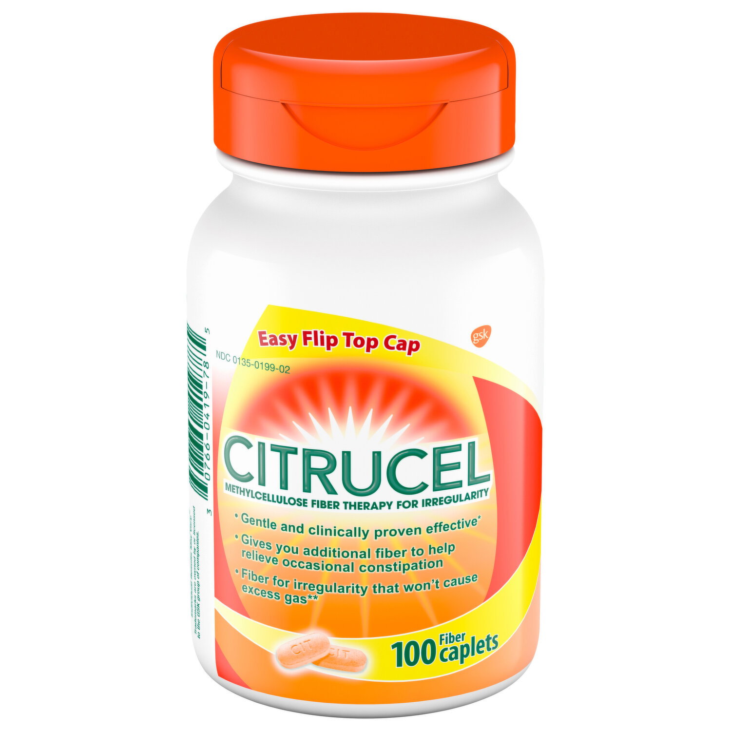 Citrucel Caplets Methylcellulose Fiber - 100 Each Image 1 of 2