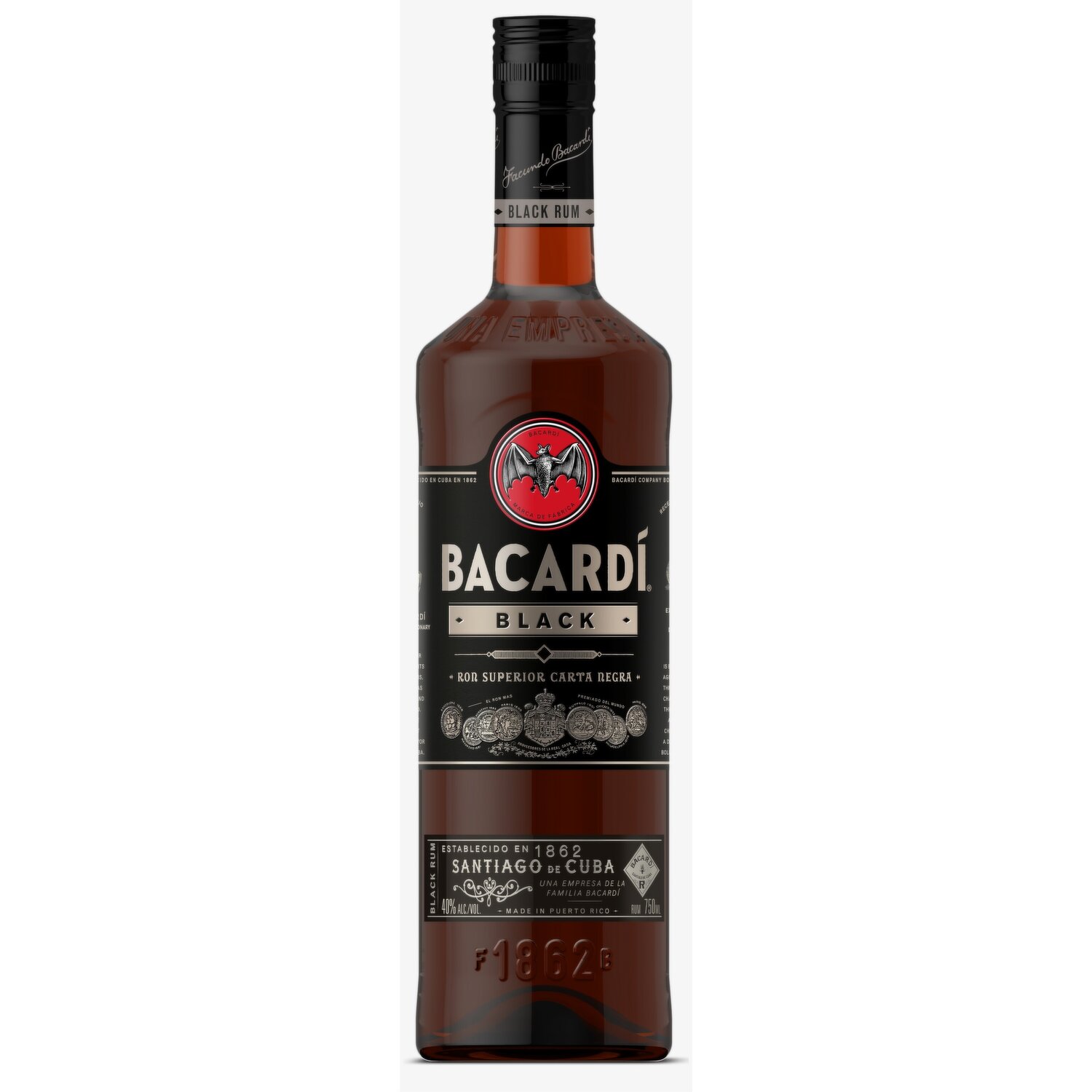 Bacardi Black Dark Rum, 750 ml - 750 Milliliter